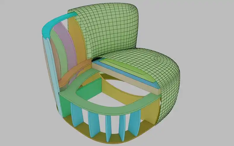 沙发电脑3d放样-单椅-2画内架