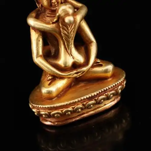 珍藏藏传密宗佛教尼泊尔藏佛欢喜佛袖珍铜像黄铜佛像