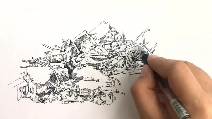 画一堆建筑垃圾