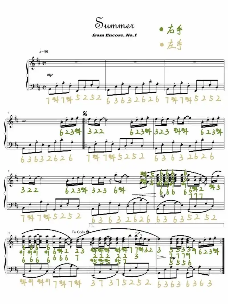 原调.菊次郎的夏天《summer》钢琴谱(附双手简谱)～|| - 抖音