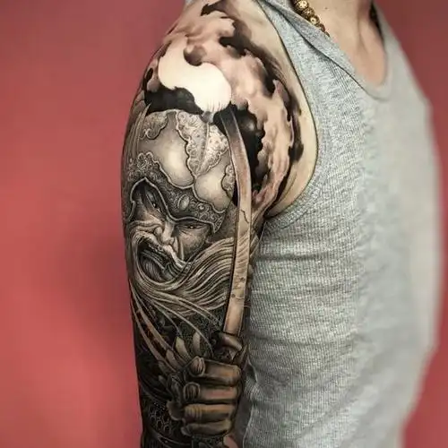 刀马花臂,分了两次完成,老将～_纹身吧社区 - 纹身大咖