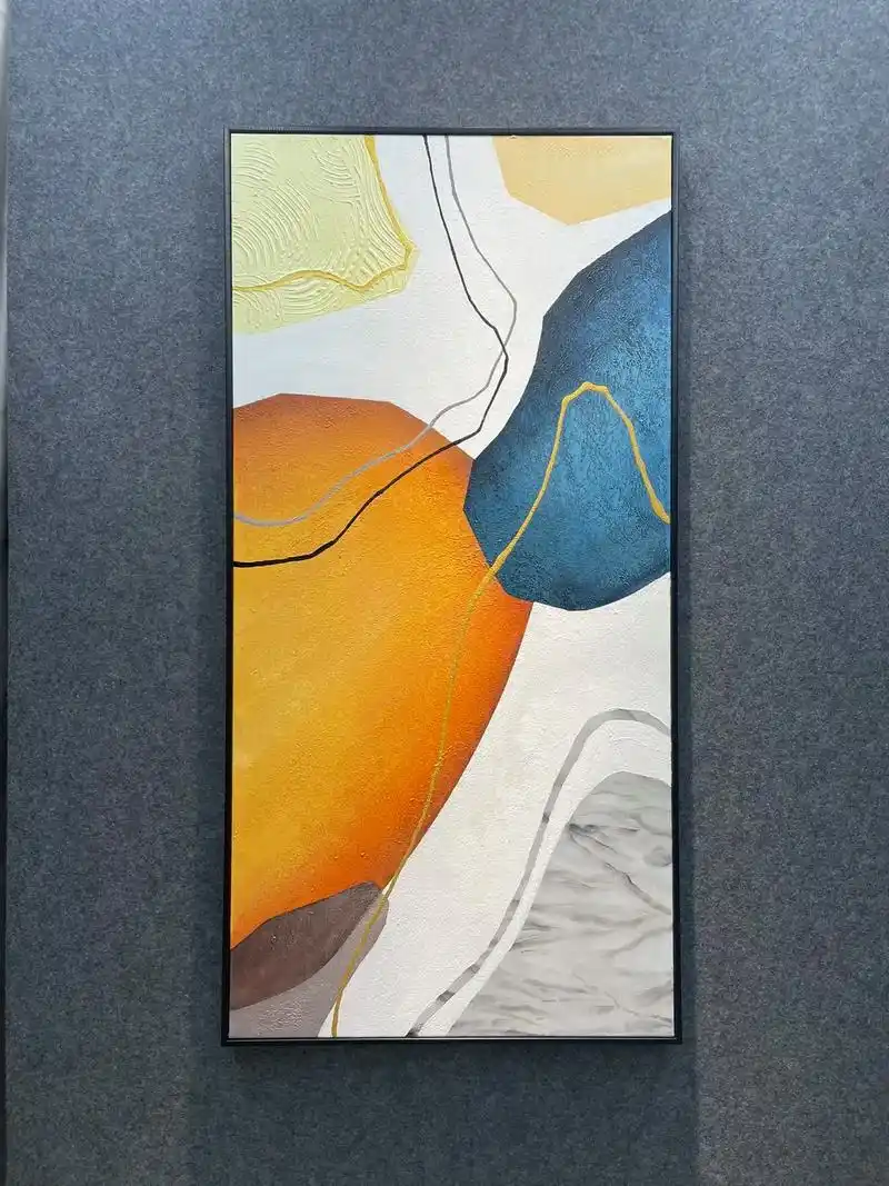 纯手工油画橙色大气装饰画简约现代轻奢抽象
