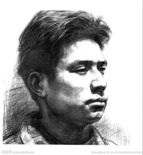 男青年四分之三侧素描头像