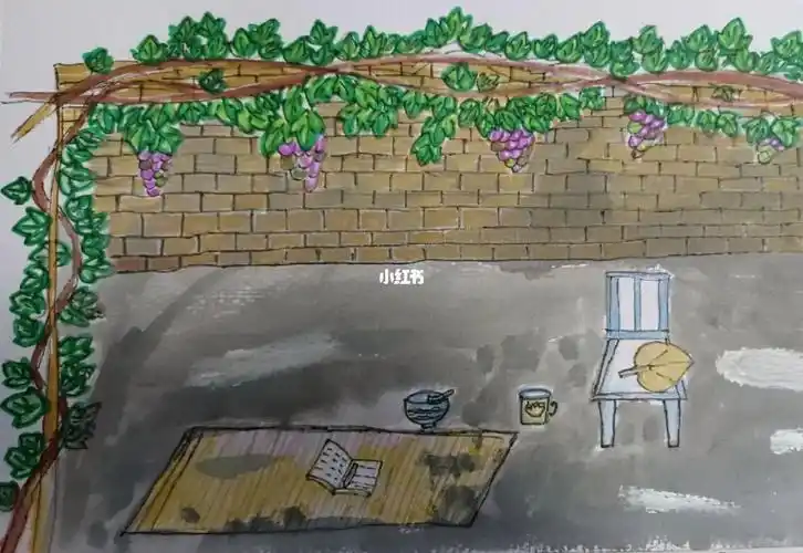 儿童简笔画老家的葡萄架