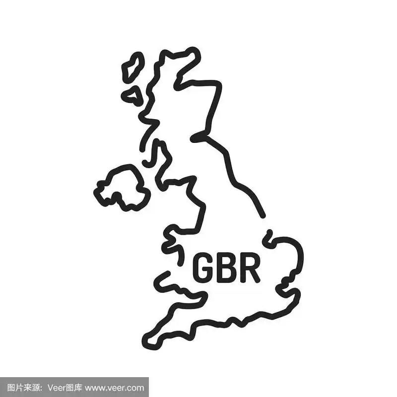 英国地图黑线图标.国家的边界.象形文字用于网页,手机应用,促销.