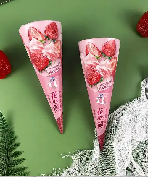 雀巢呈真花心筒冰淇淋甜筒草莓香草巧克力味雪糕3支装冷饮整箱批香草