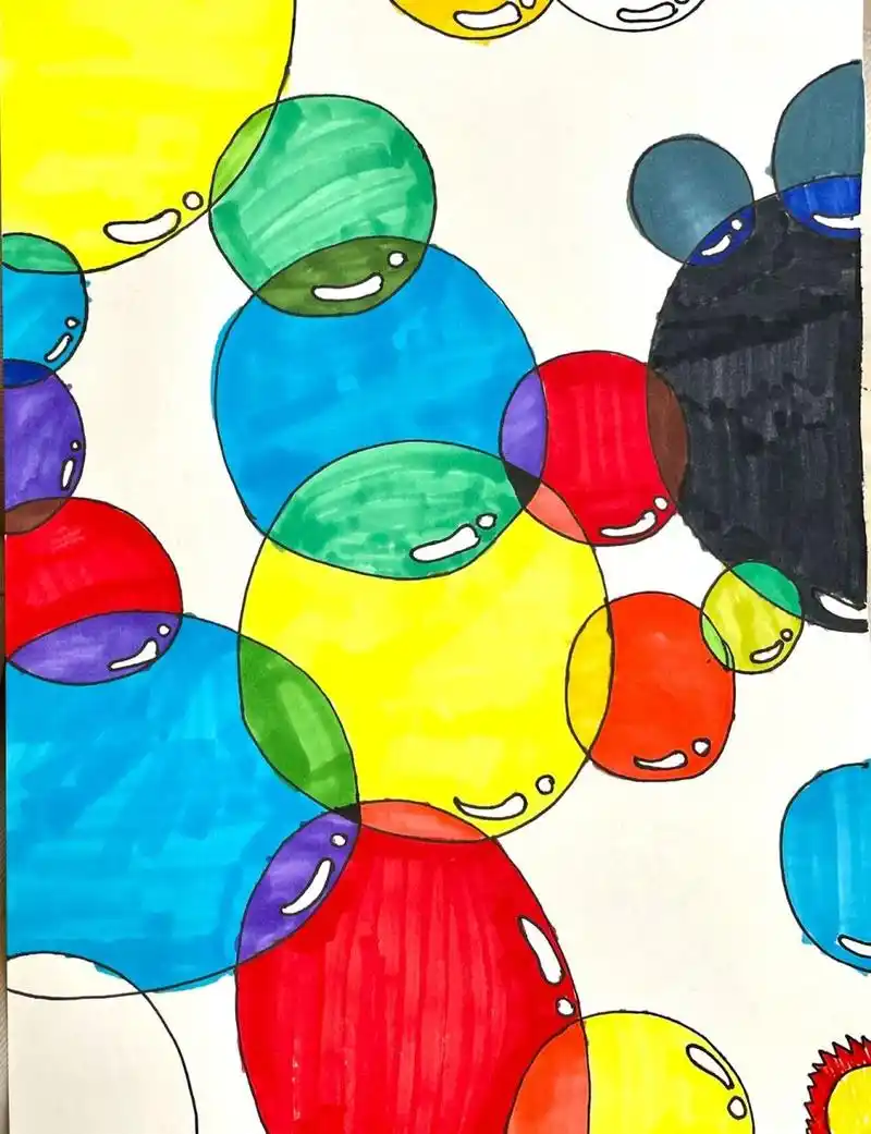 三原色与三间色美术作品 利用三原色三间色的色彩原理,完成一幅绘画