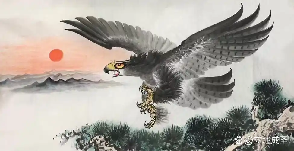 小弟最近在跟人学画,这幅雄鹰展翅气吞天下图怎么样?能不能值个30万两
