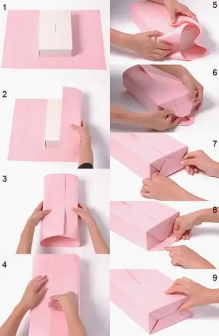 把包装纸裁剪成长是盒子周围长度 2~3厘米,宽是盒子的宽度 3厘米,盒底