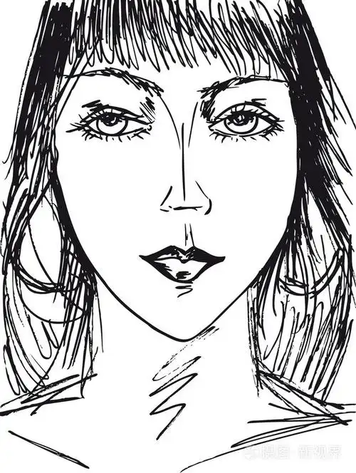 美丽的女人脸的剪影.矢量插画