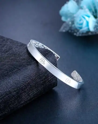 七度银饰专场七度 幸运四叶草s999足银时尚手镯(送证书)733881_唯品会