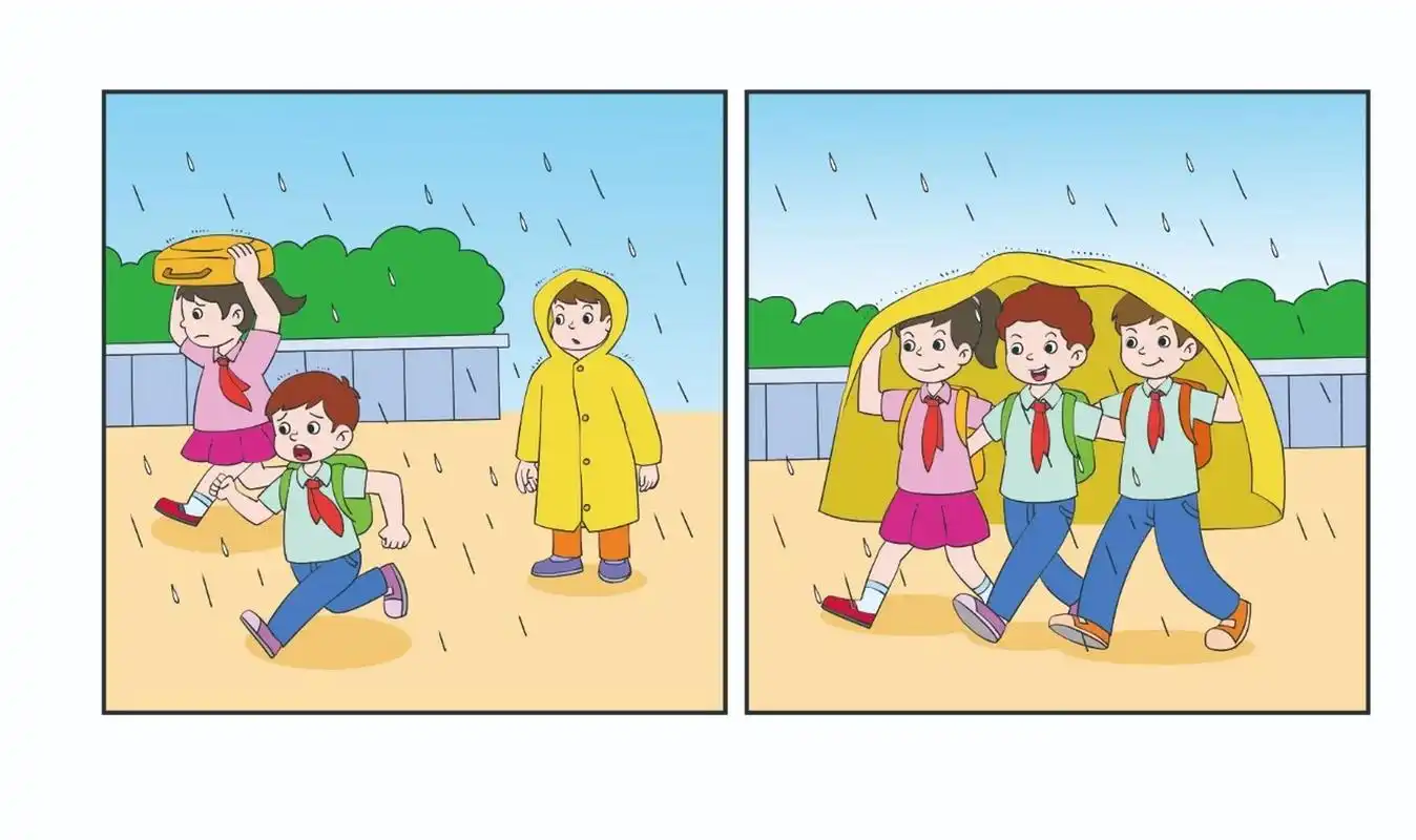 雨中情,下雨一起走,一起回家看图写话 (一)技法讲解 这是故事类的看图