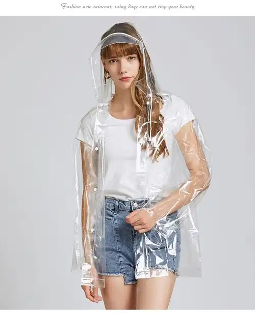 时尚短款高透明雨衣风衣t台摄影