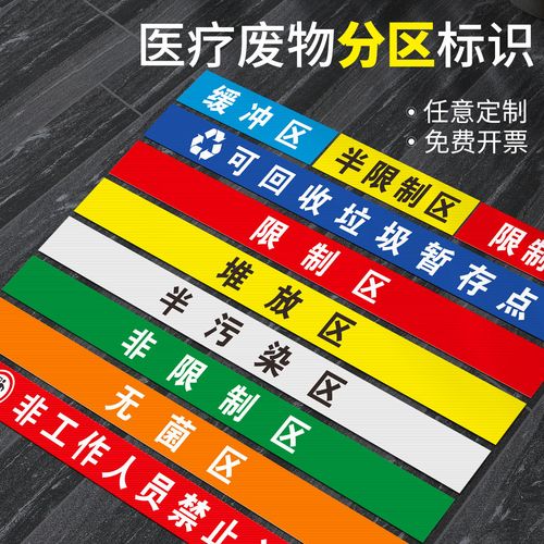医院手术室地标 一米线地贴限制区非污染区小心地滑分区标识清洁区