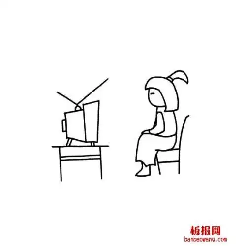 简笔画的人坐在看电视 简笔画图片大全-蒲城教育文学网