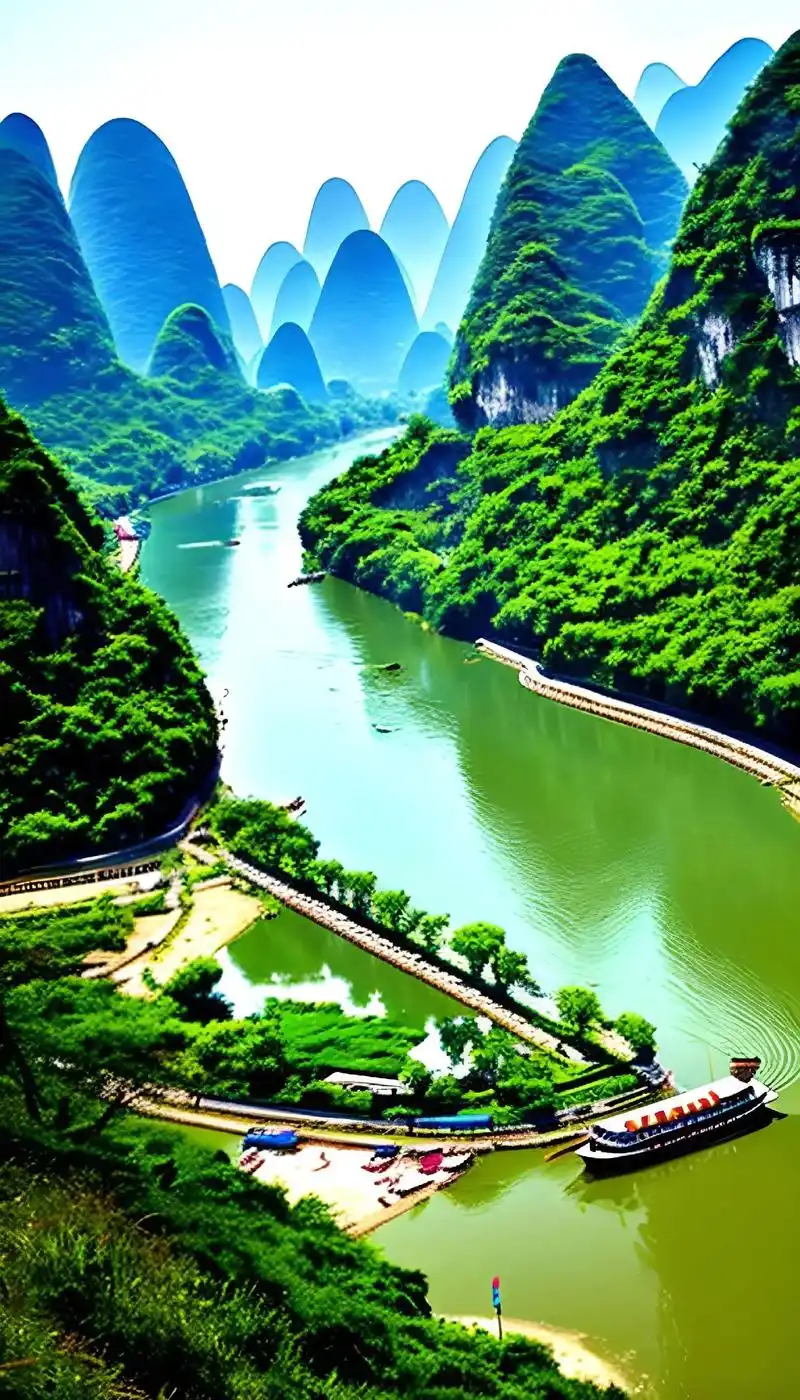 桂林山水风景.桂林山水饱眼福;舟行碧波上,人在画中游,不来桂 - 抖音