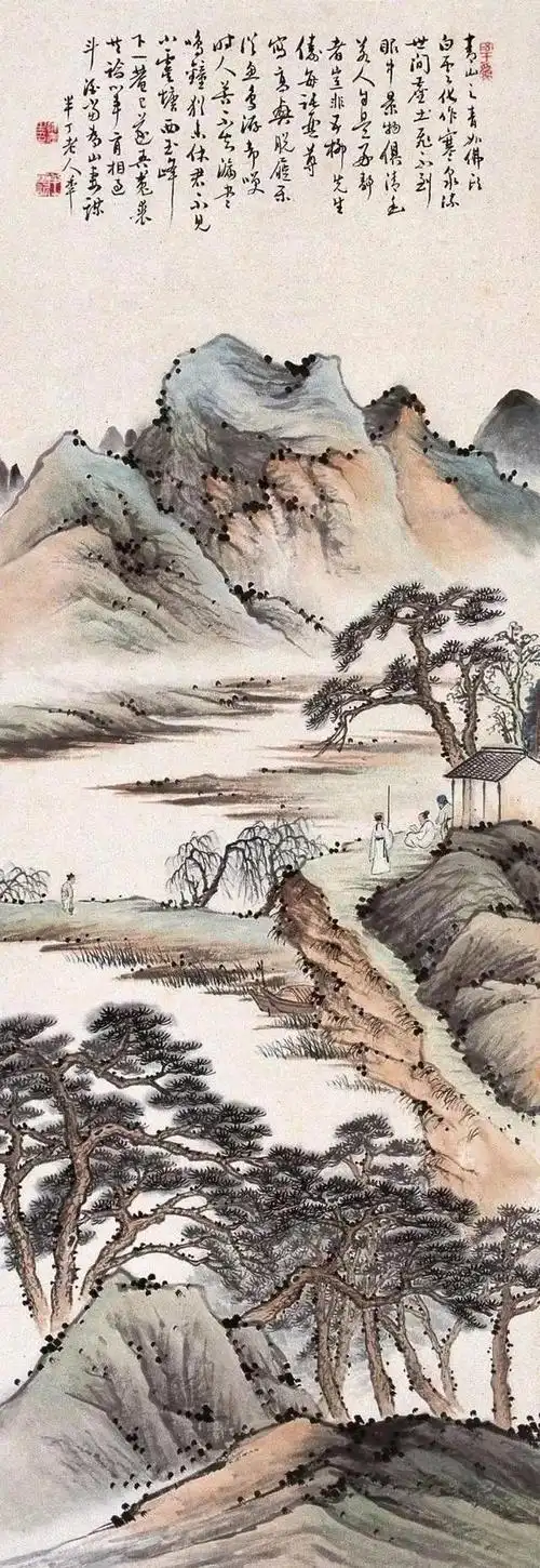 陈半丁山水画,用笔深沉有力!