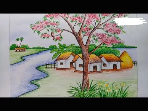 2,诗配画:根据诗句展开画面联想,画面色彩鲜艳,生动,整洁.