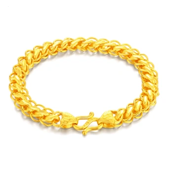 liwo越南沙金手链男镀金男士手链久不掉色潮男手表链泰国链宽12mm长