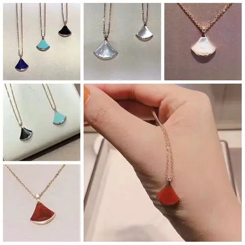 法国代购bvlgair宝格丽扇子项链白贝母小号扇形小裙子女士项链