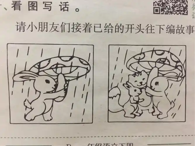 其它 看图作文——小兔子采蘑菇 写美篇小兔子采蘑菇 一天,小白兔一大