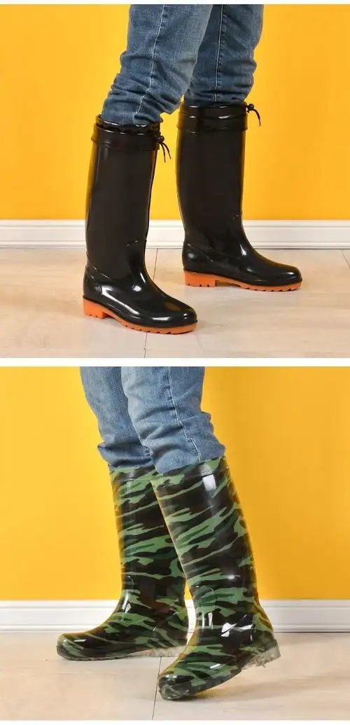 养殖场专用雨鞋防水牛筋底雨鞋男胶鞋高筒加厚劳保水靴3517黑高筒不加