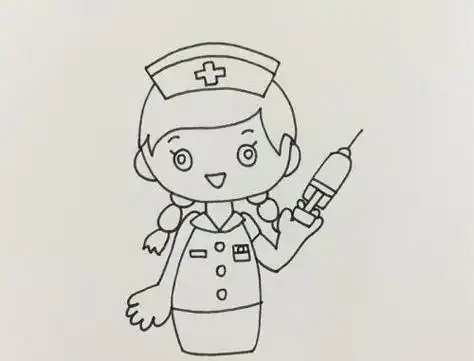 4 步骤四:下面给画好的护士姐姐涂上漂亮的颜色吧.