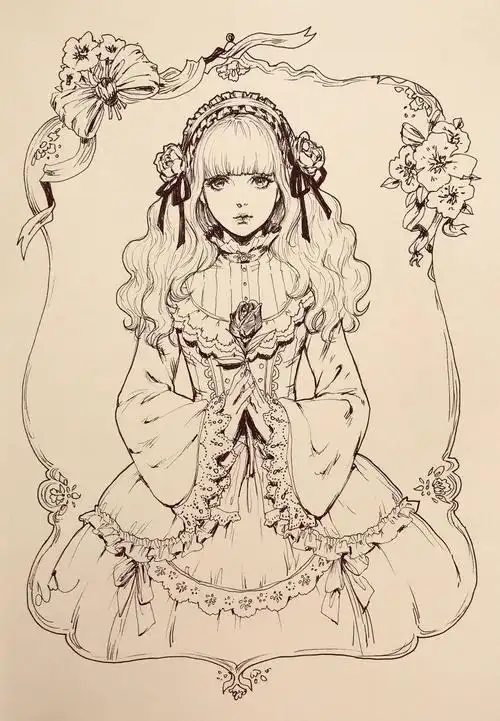 洛丽塔印花图案简笔画