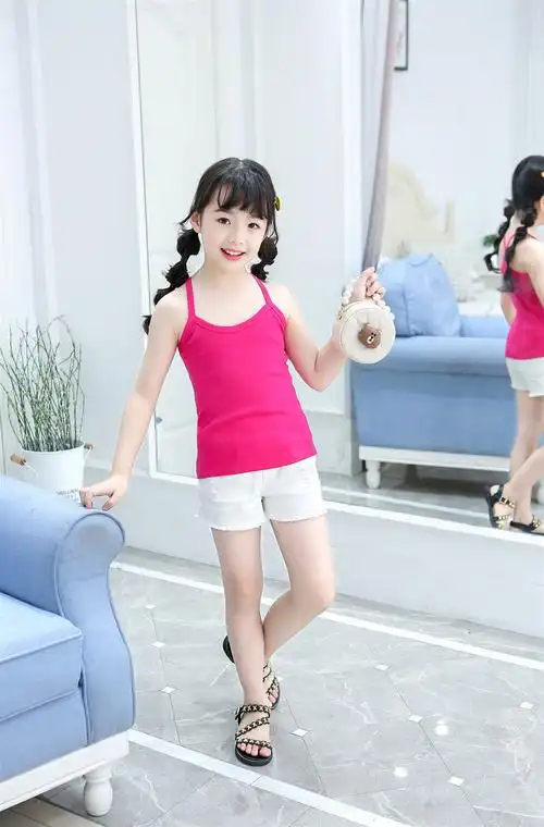 约龙女童背心儿童吊带女孩外穿夏季打底上衣8-12岁中大童夏季薄款小