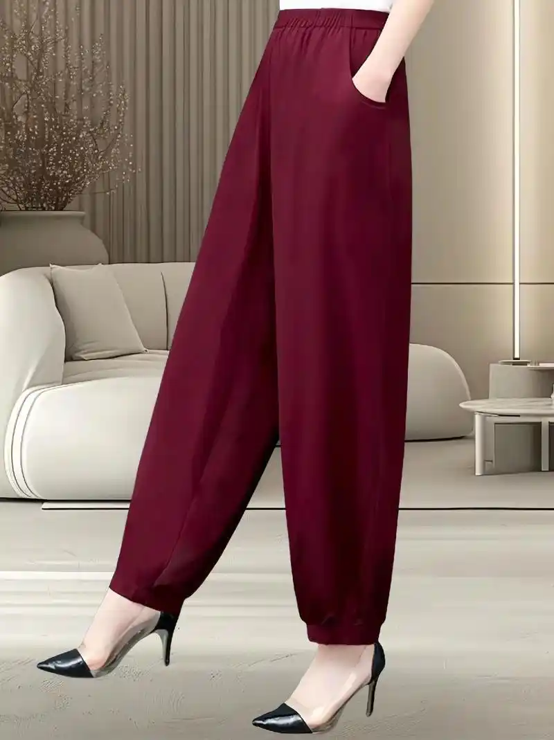 靓丽的姐姐们!这款夏季薄款高腰休闲灯笼裤!