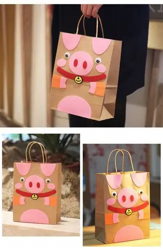 可爱创意幼儿园制作材料包手提袋子儿童手工diy牛皮 纸袋