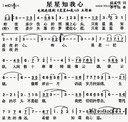 星星知我心(同名台湾电视剧主题曲)_歌谱简谱_哆来咪123曲谱网