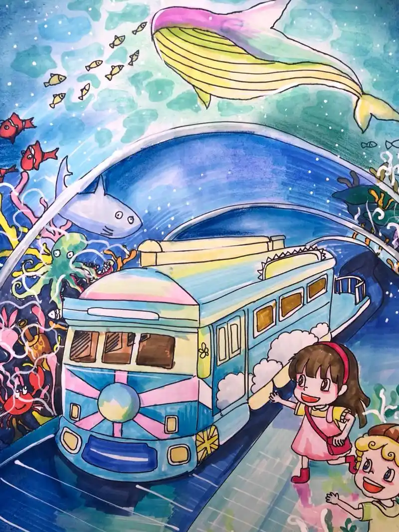 科幻画 海底世界 学生作品分享 海底世界
