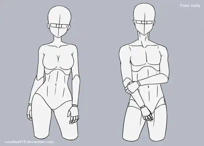 绘画参考各种角度的女性站姿及动作参考动态速写素材