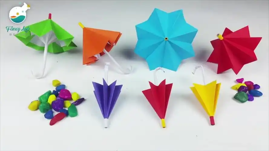 儿童益智手工用彩纸做一把小雨伞晴天雨天都不怕