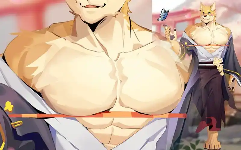 【furry/绘画过程】新年愿望 变成一只胸很大的犬兽人