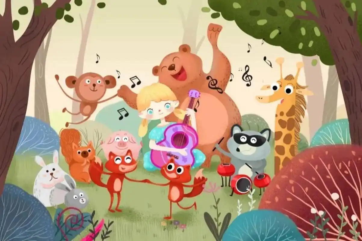 看图写话 动物音乐会 新年到了,森林里要开一场动物音乐会.