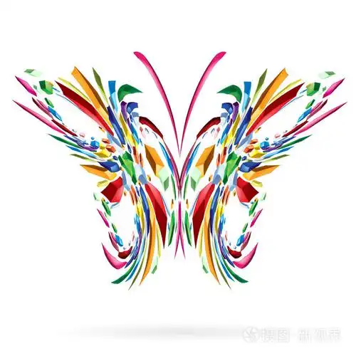 抽象多彩蝴蝶在白色背景上的插图