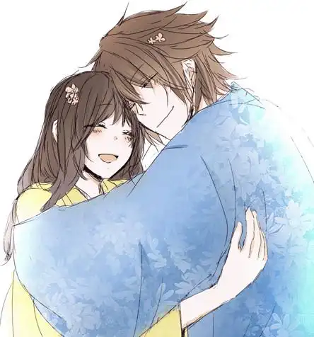 二次元拥抱图片,女抱男