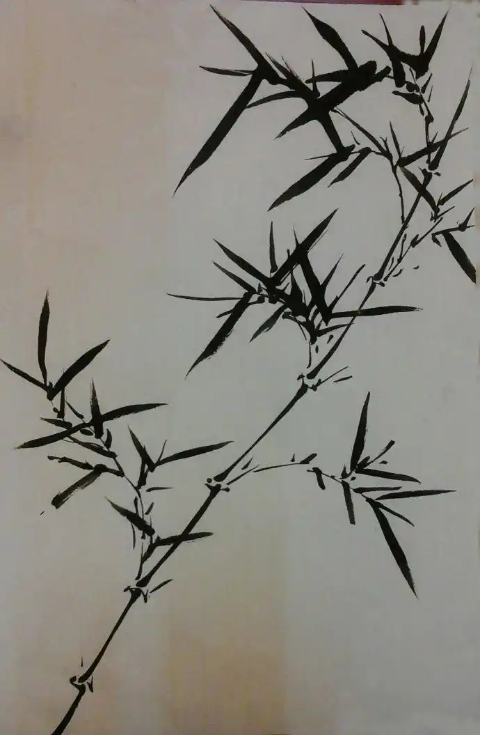 墨竹的写意画法1竹竿出枝人字叶