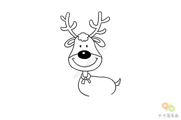 可爱驯鹿头部简笔画