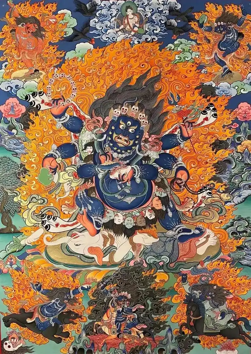 热贡唐卡六臂玛哈嘎拉