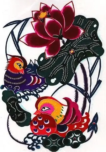 剪纸精美套色花鸟剪纸作品欣赏二