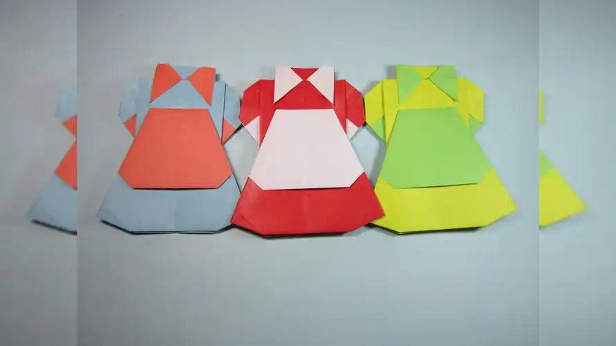 儿童手工折纸服装,简单又漂亮的女仆装折法,2张纸轻松完成