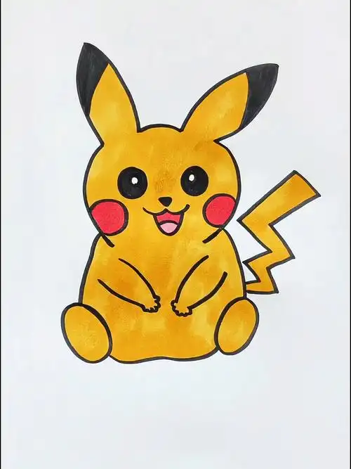 可爱的皮卡丘简笔画,一起来试试吧!
