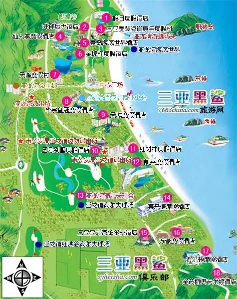 三亚酒店 亚龙湾酒店 大东海酒店 三亚湾酒店 家庭旅馆地图
