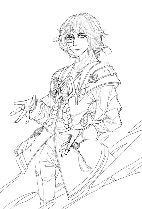 王者荣耀张良子房线稿第一次好好勾线