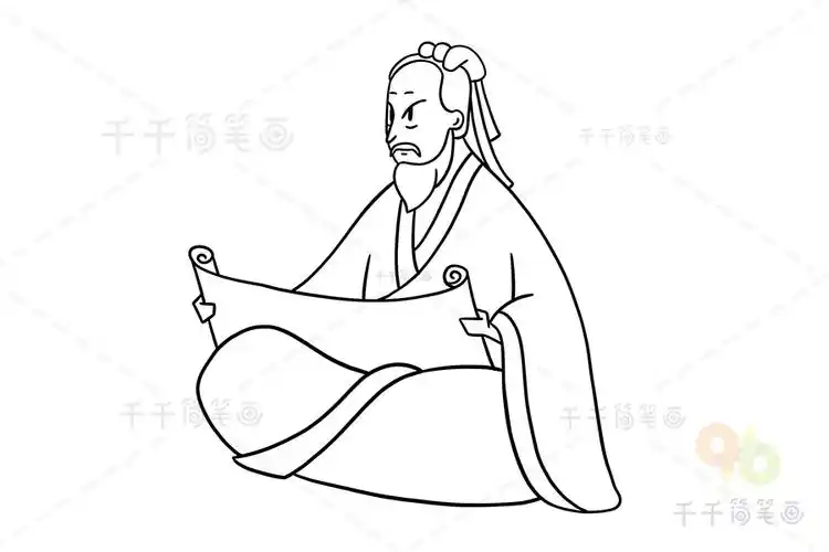 著名医学家张仲景简笔画