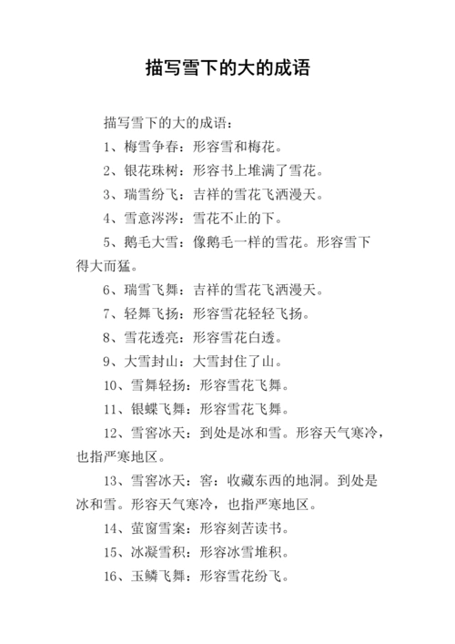 描写雪下的大的成语.docx