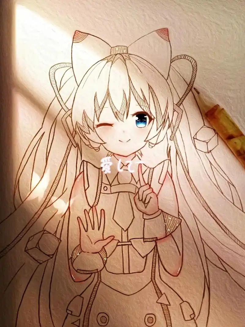 手绘 #简笔画 #初音未来 #教程 @抖音小助手  - 抖音